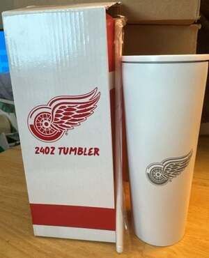 New Detroit Red Wings 24oz Tumbler with Straw and Box